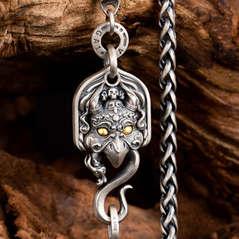 925 Sterling Silver Tibetan Garuda Bird Wisdom Metal Chain Necklace