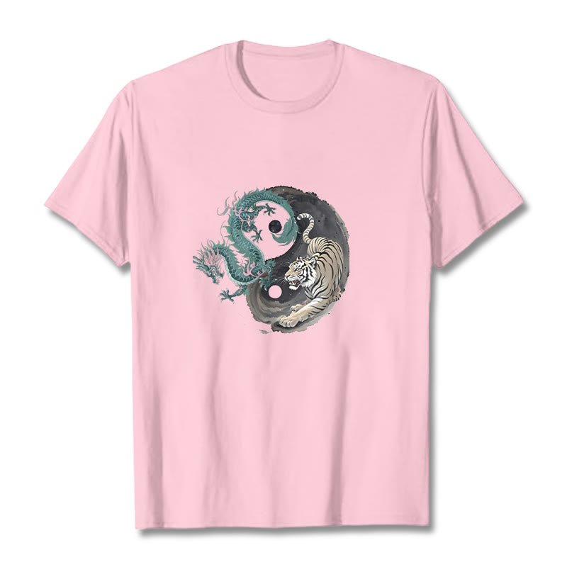 Tiger Dragon Yin Yang Cotton Tee T-shirt
