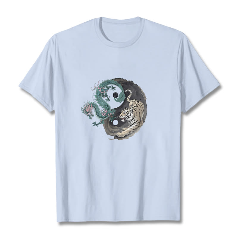 Tiger Dragon Yin Yang Cotton Tee T-shirt