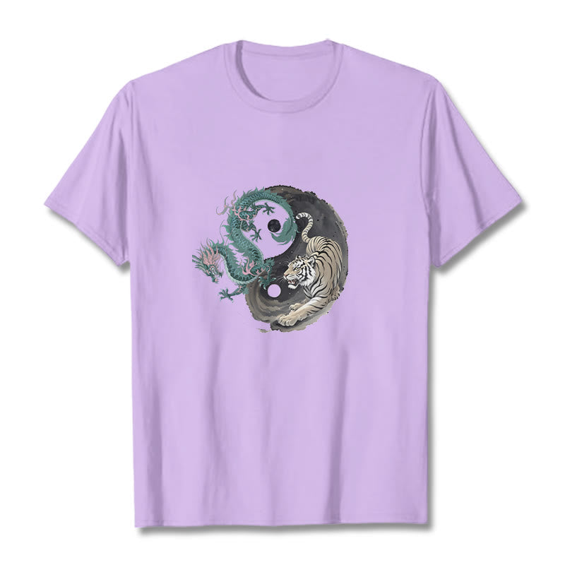Tiger Dragon Yin Yang Cotton Tee T-shirt