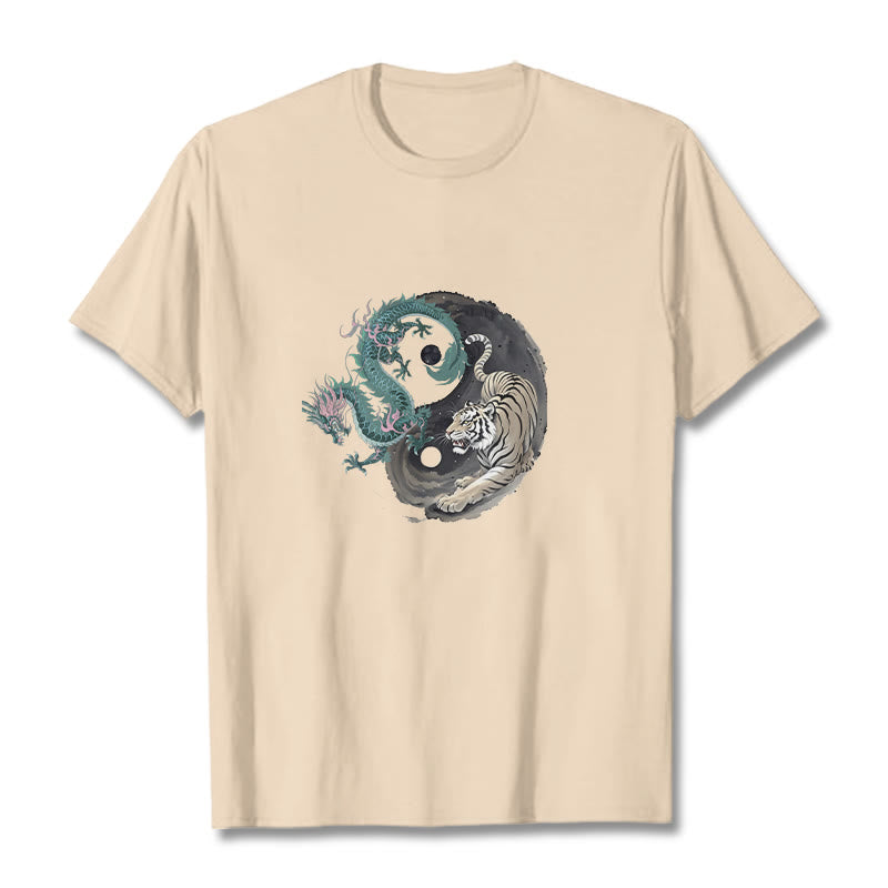 Tiger Dragon Yin Yang Cotton Tee T-shirt