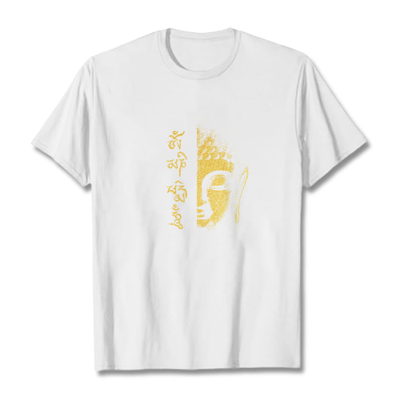 Om Mani Padme Hum Golden Buddha Cotton Tee T-shirt