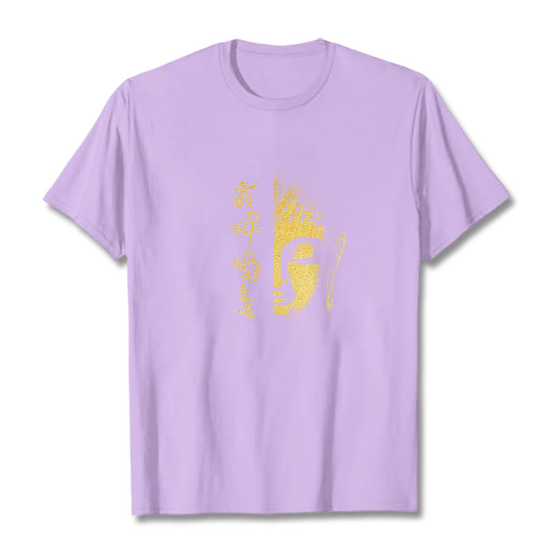 Om Mani Padme Hum Golden Buddha Cotton Tee T-shirt