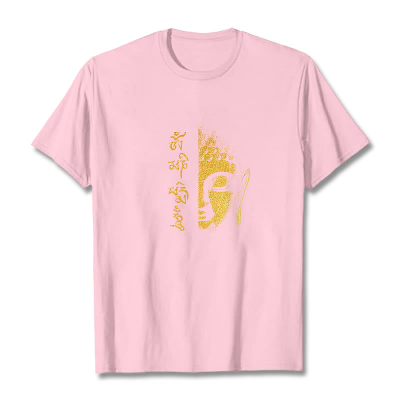 Om Mani Padme Hum Golden Buddha Cotton Tee T-shirt