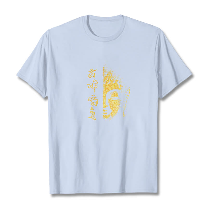 Om Mani Padme Hum Golden Buddha Cotton Tee T-shirt
