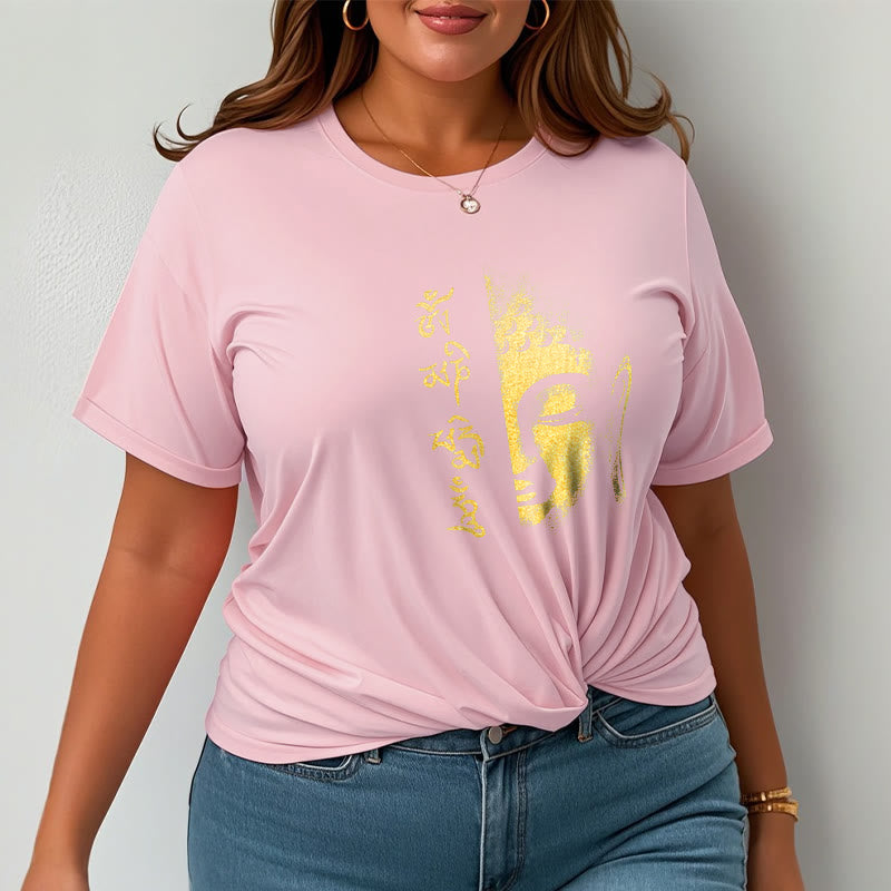 Om Mani Padme Hum Golden Buddha Cotton Tee T-shirt