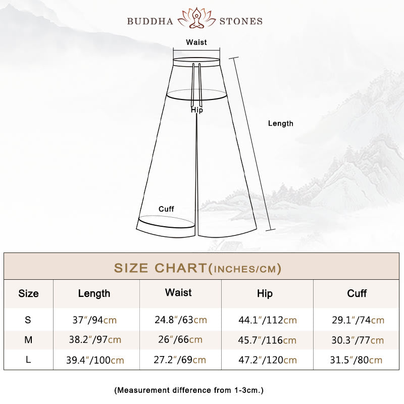 Loose Cotton Linen Drawstring Wide Leg Pants With Pockets