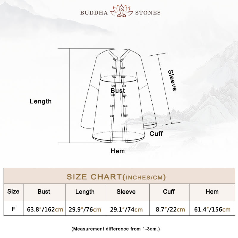 Tie Dye Frog-Button Long Sleeve Zen Meditation Open Front Jacket