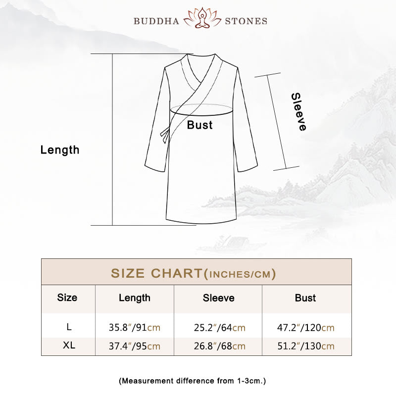 2Pcs V-Neck Men's Long Sleeve Shirt Top Pants Meditation Zen Tai Chi Cotton Linen Clothing Set