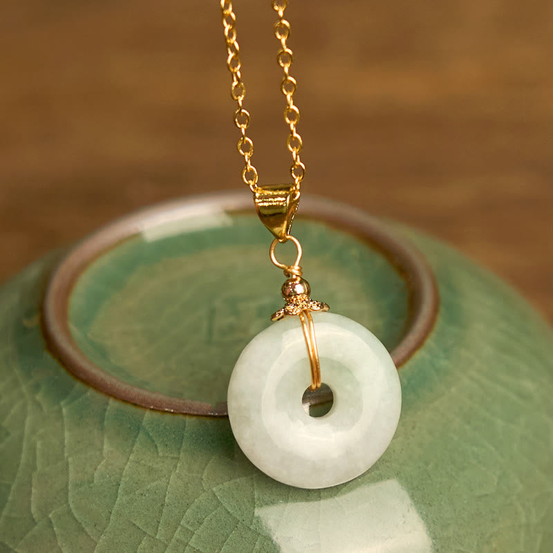 Jade Peace Buckle Necklace Luck Pendant
