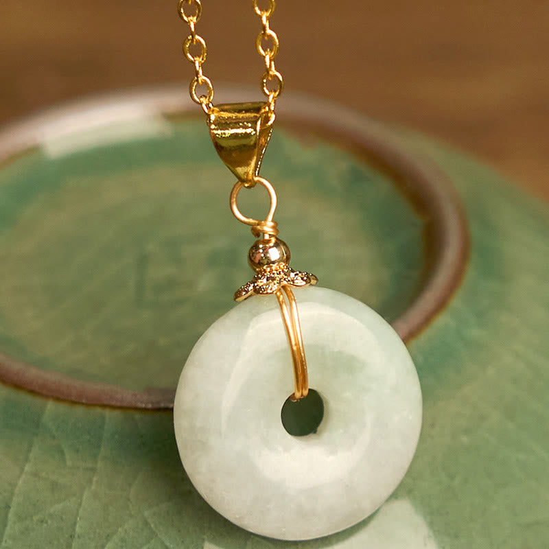 Jade Peace Buckle Necklace Luck Pendant