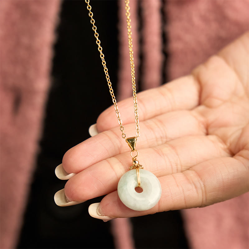 Jade Peace Buckle Necklace Luck Pendant
