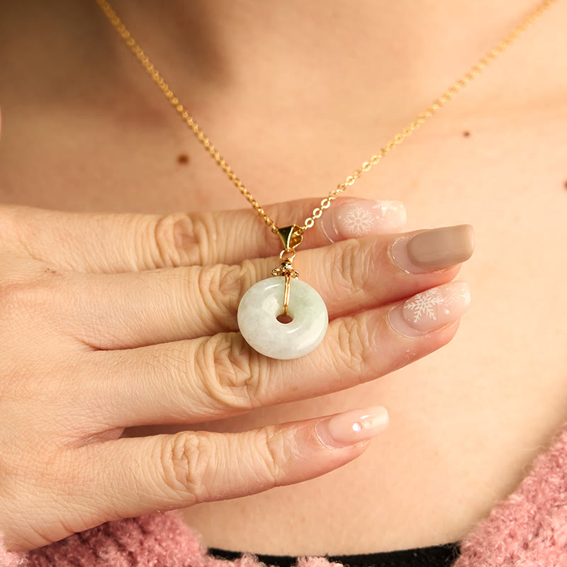 Jade Peace Buckle Necklace Luck Pendant