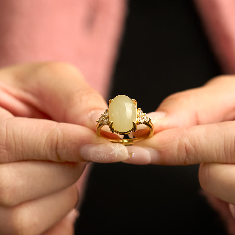 Hetian Jade Egg Alloy Ring