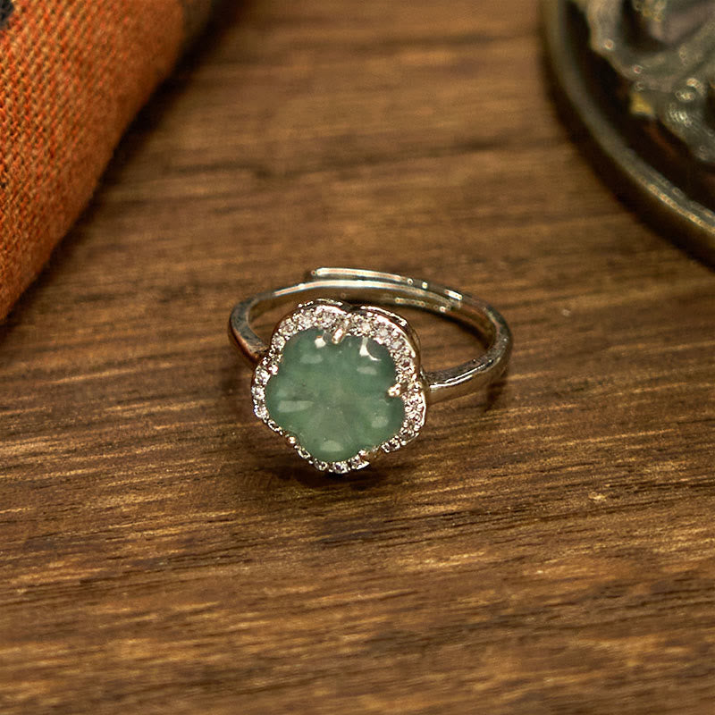 Jade Alloy Flower Ring