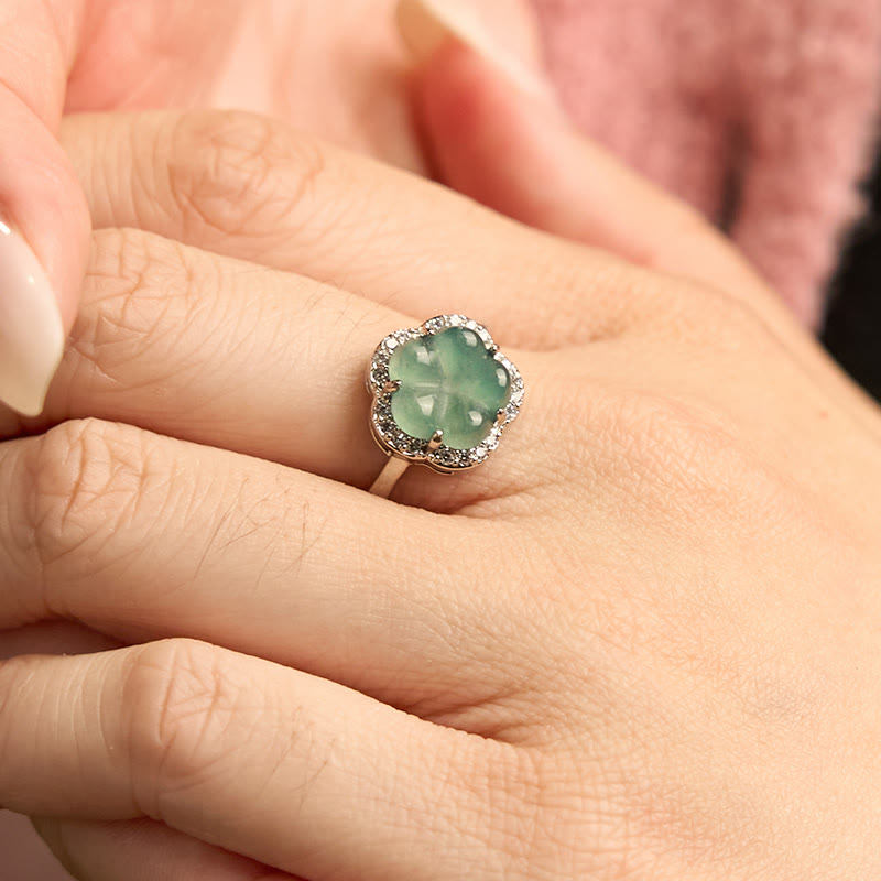Jade Alloy Flower Ring