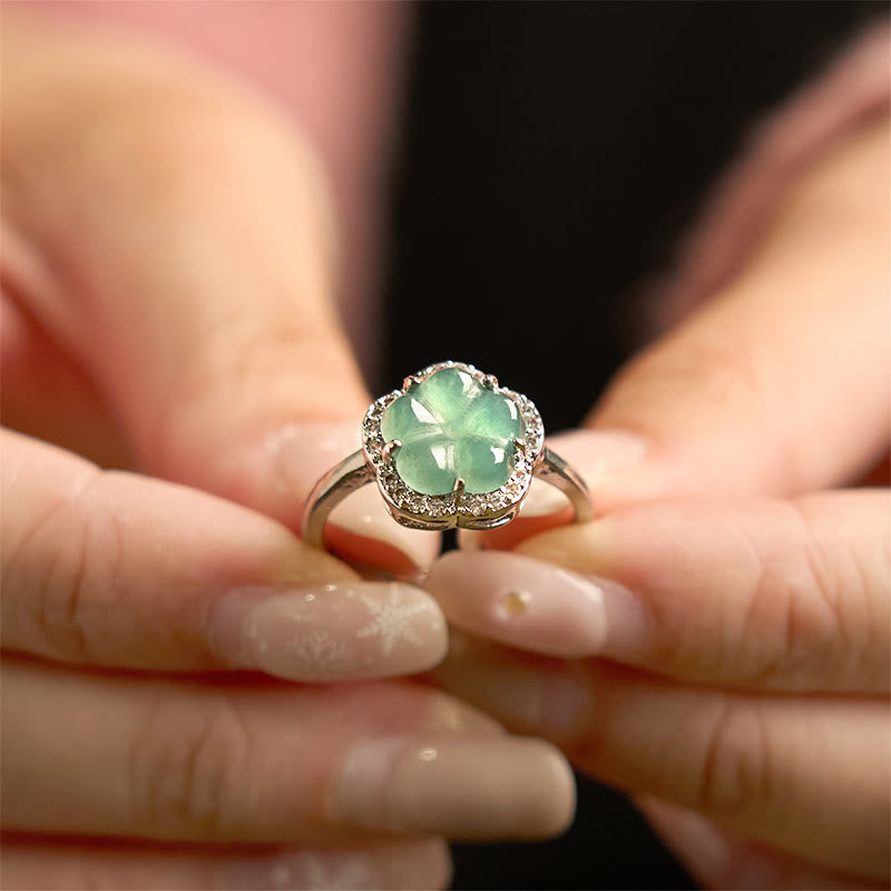 Jade Alloy Flower Ring