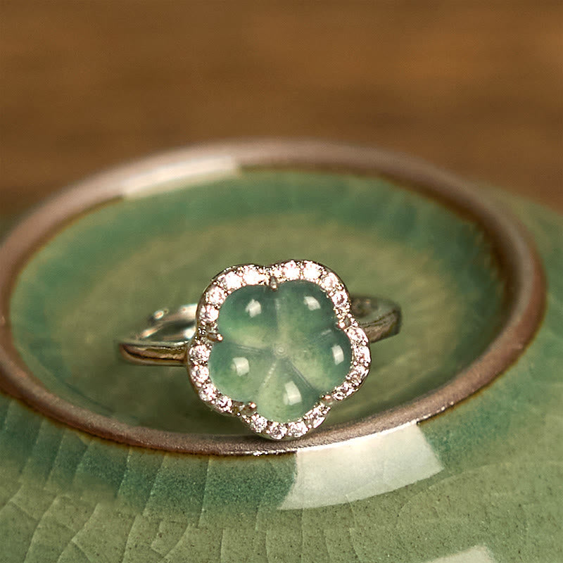 Jade Alloy Flower Ring