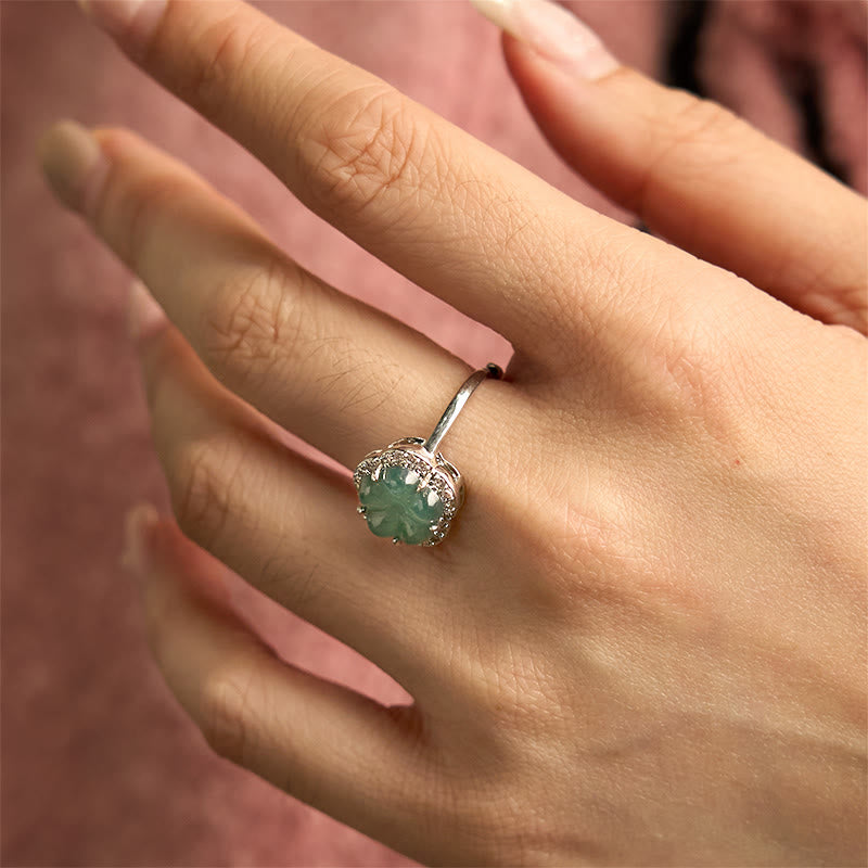 Jade Alloy Flower Ring