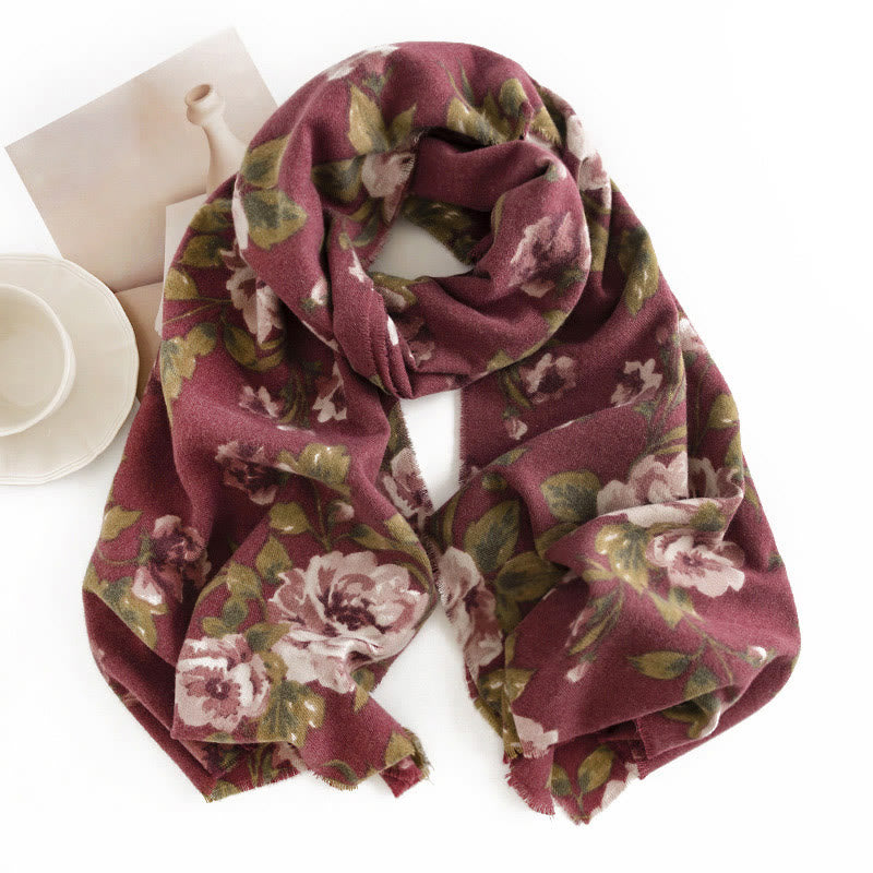 Tibetan Shawl Garden Rose Fall Winter Cozy Travel Scarf Wrap