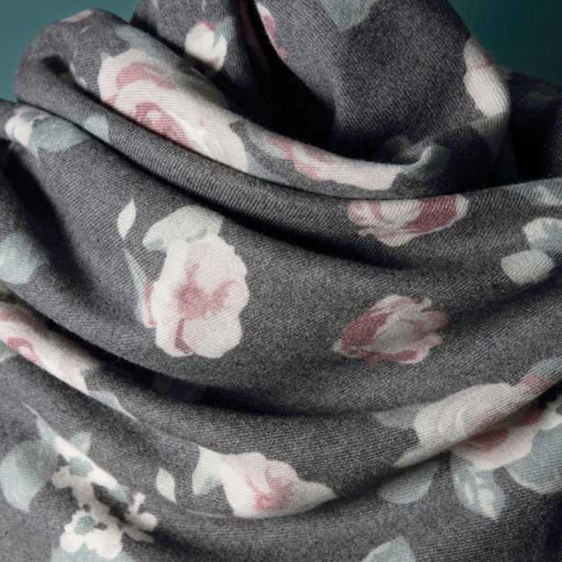Tibetan Shawl Garden Rose Fall Winter Cozy Travel Scarf Wrap