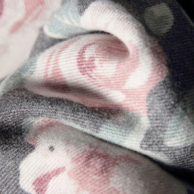 Tibetan Shawl Garden Rose Fall Winter Cozy Travel Scarf Wrap