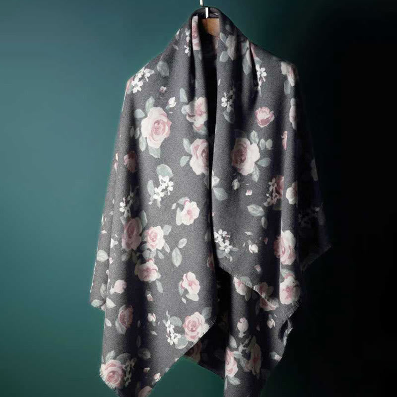 Tibetan Shawl Garden Rose Fall Winter Cozy Travel Scarf Wrap