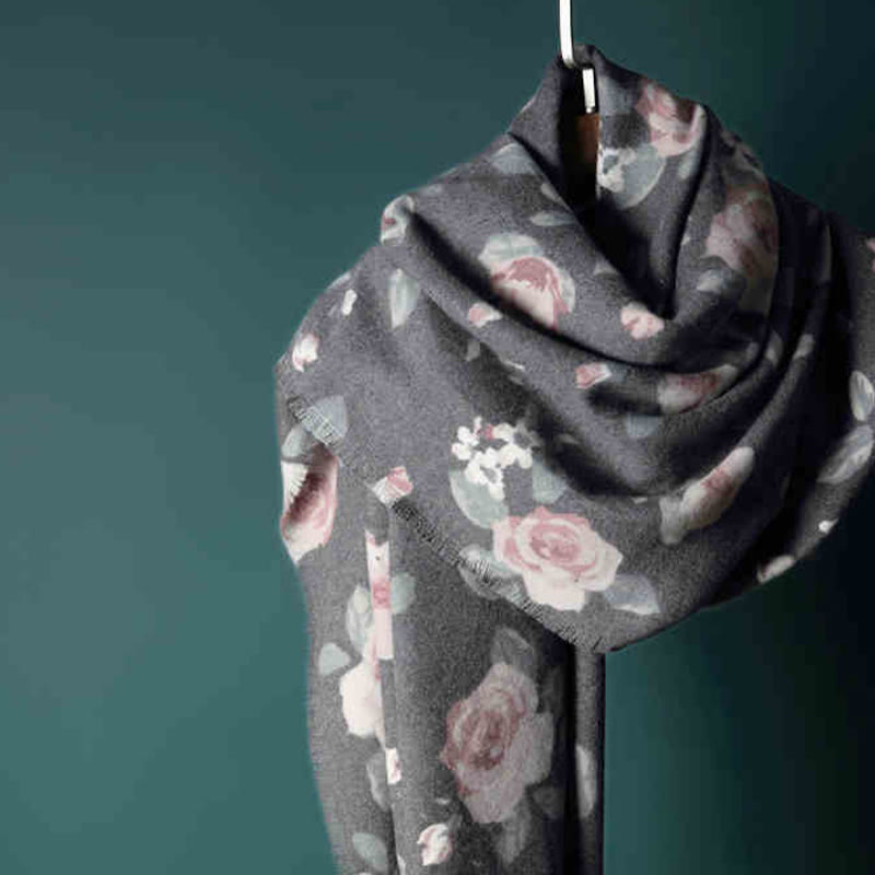 Tibetan Shawl Garden Rose Fall Winter Cozy Travel Scarf Wrap