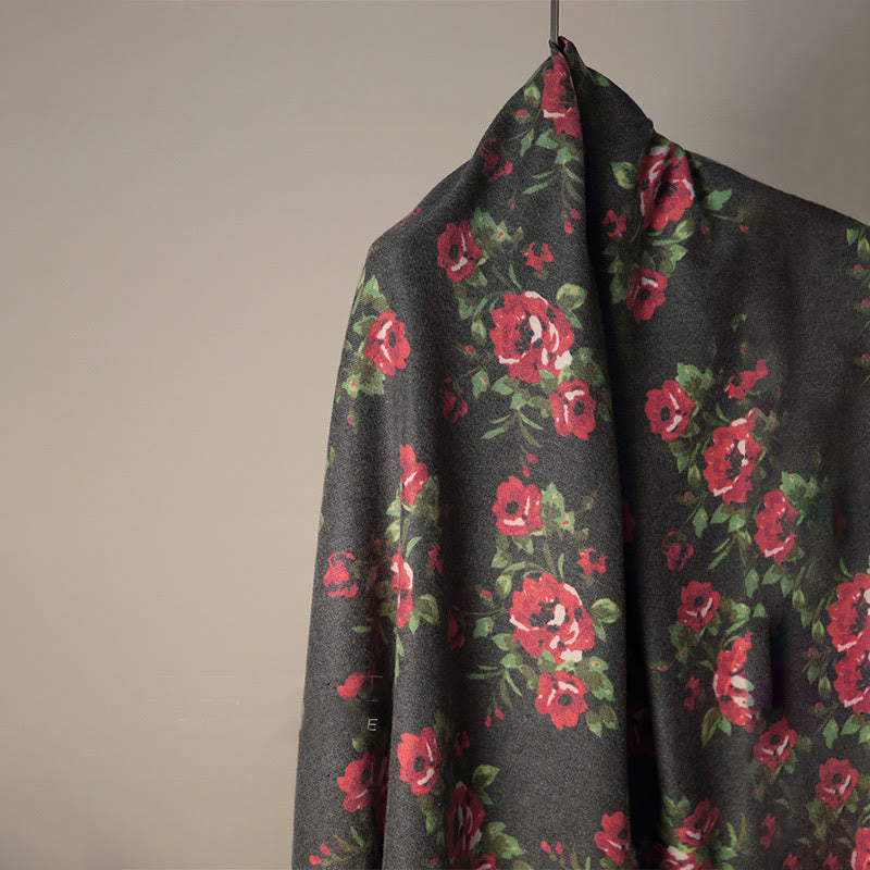 Tibetan Rose Flower Garden Shawl Fall Winter Cozy Scarf Wrap