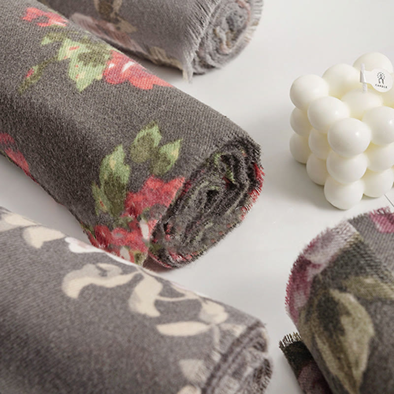 Tibetan Rose Flower Garden Shawl Fall Winter Cozy Scarf Wrap