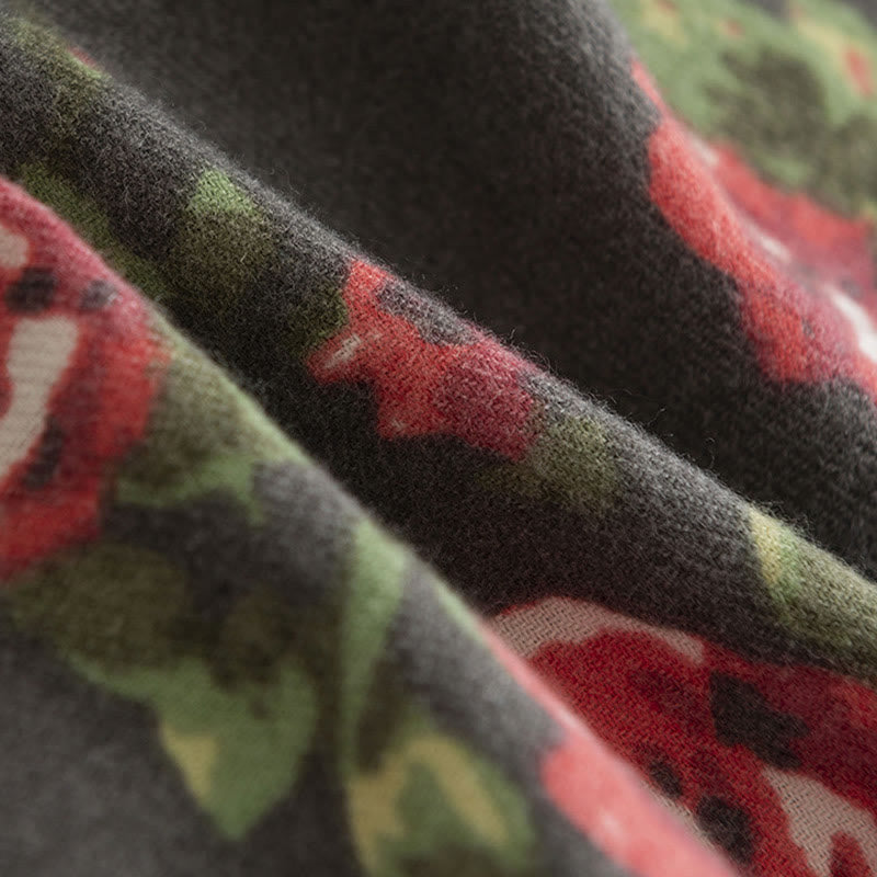 Tibetan Rose Flower Garden Shawl Fall Winter Cozy Scarf Wrap