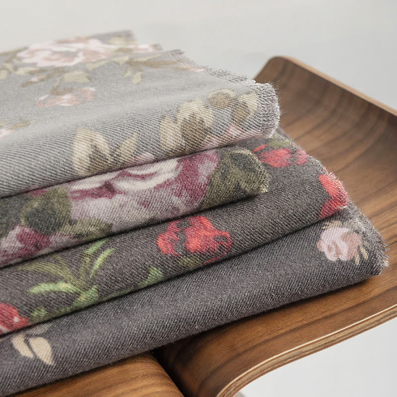 Tibetan Rose Flower Garden Shawl Fall Winter Cozy Scarf Wrap