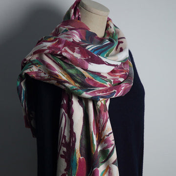 Tibetan Sweet Colorful Flower Print Shawl Fall Winter Soft Scarf Wrap
