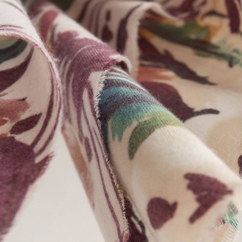 Tibetan Sweet Colorful Flower Print Shawl Fall Winter Soft Scarf Wrap