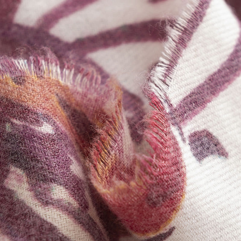 Tibetan Sweet Colorful Flower Print Shawl Fall Winter Soft Scarf Wrap