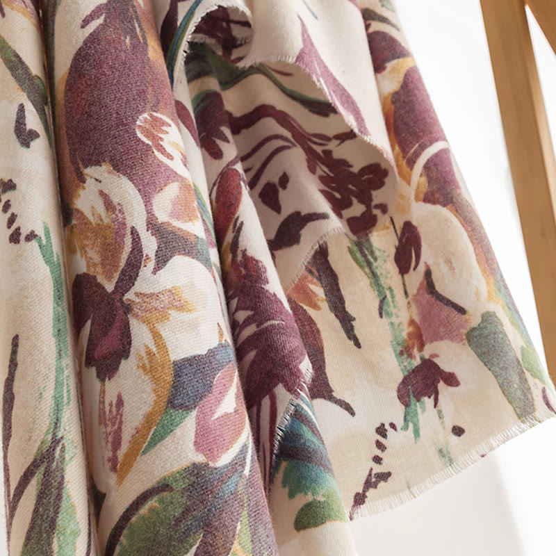 Tibetan Sweet Colorful Flower Print Shawl Fall Winter Soft Scarf Wrap