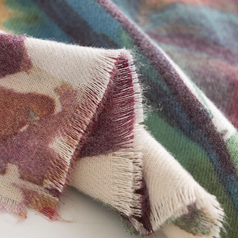 Tibetan Sweet Colorful Flower Print Shawl Fall Winter Soft Scarf Wrap