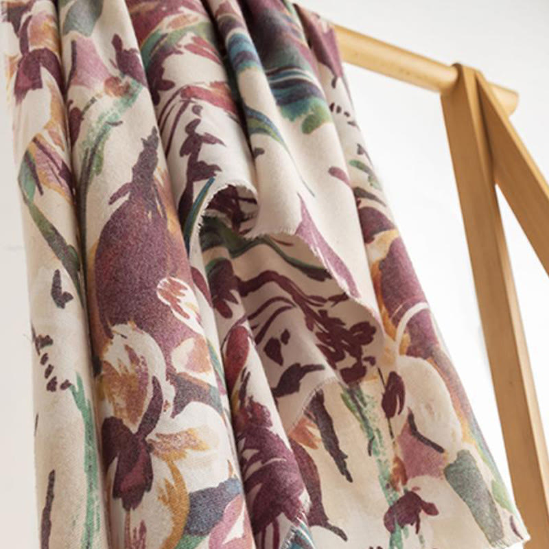 Tibetan Sweet Colorful Flower Print Shawl Fall Winter Soft Scarf Wrap