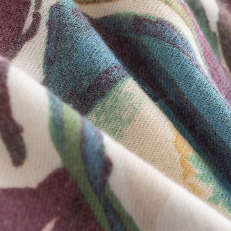 Tibetan Sweet Colorful Flower Print Shawl Fall Winter Soft Scarf Wrap