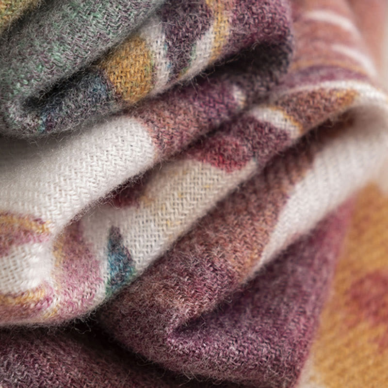 Tibetan Sweet Colorful Flower Print Shawl Fall Winter Soft Scarf Wrap