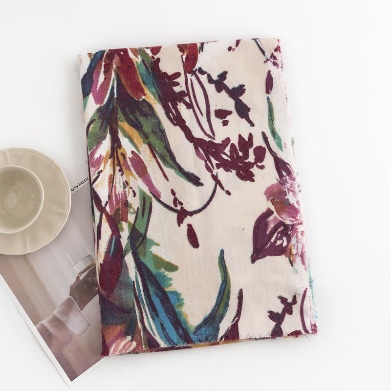Tibetan Sweet Colorful Flower Print Shawl Fall Winter Soft Scarf Wrap