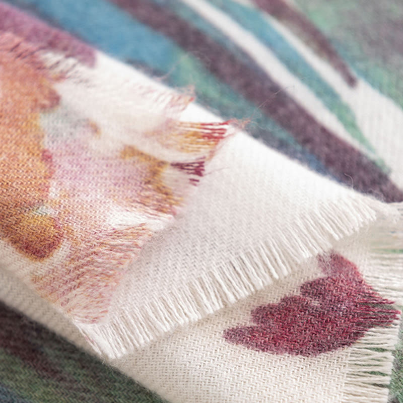 Tibetan Sweet Colorful Flower Print Shawl Fall Winter Soft Scarf Wrap