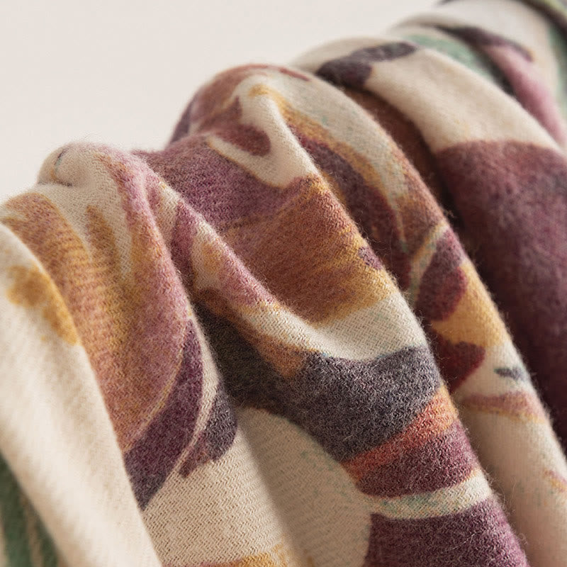 Tibetan Sweet Colorful Flower Print Shawl Fall Winter Soft Scarf Wrap