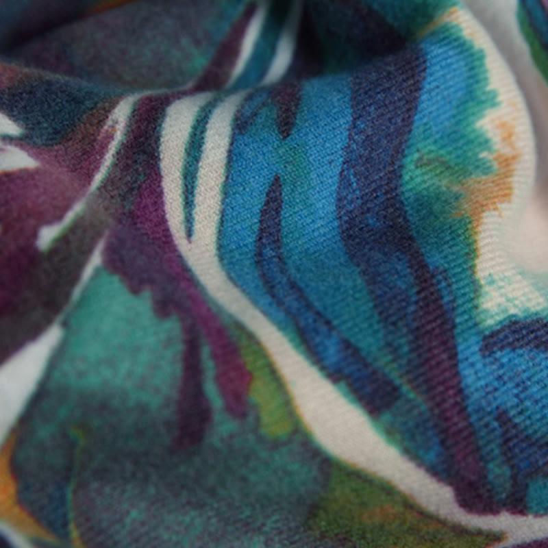 Tibetan Sweet Colorful Flower Print Shawl Fall Winter Soft Scarf Wrap