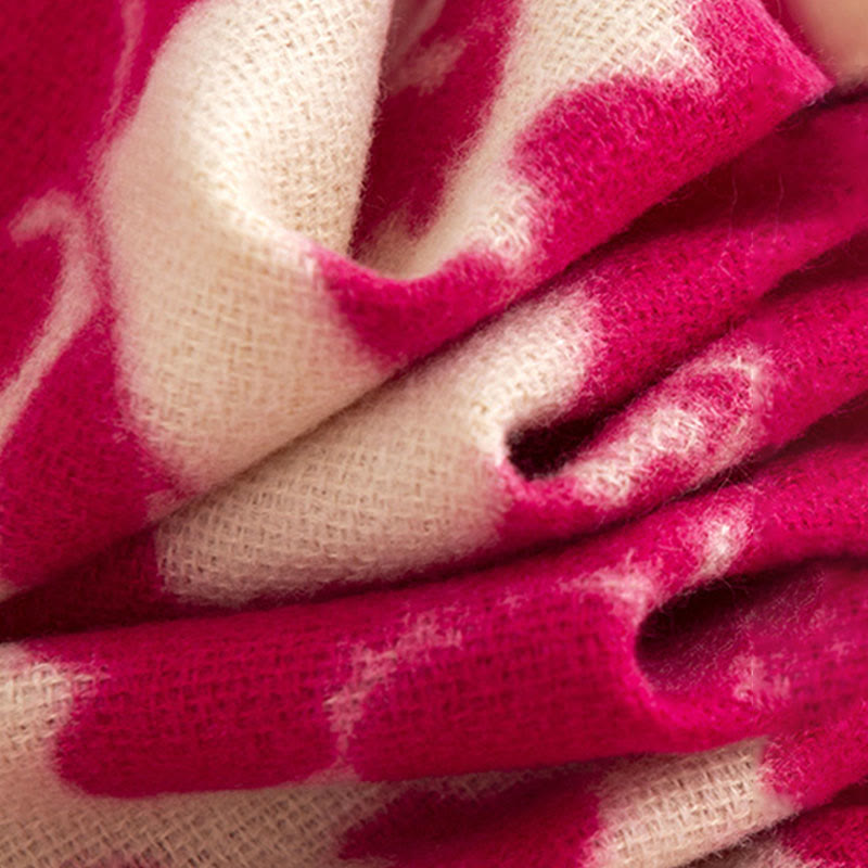 Tibetan Rose Flower Branches Print Tassels Shawl Fall Winter Soft Warm Scarf Wrap