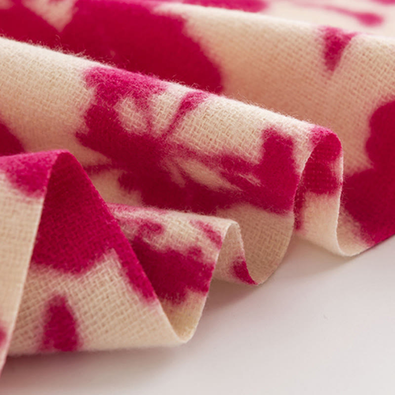 Tibetan Rose Flower Branches Print Tassels Shawl Fall Winter Soft Warm Scarf Wrap