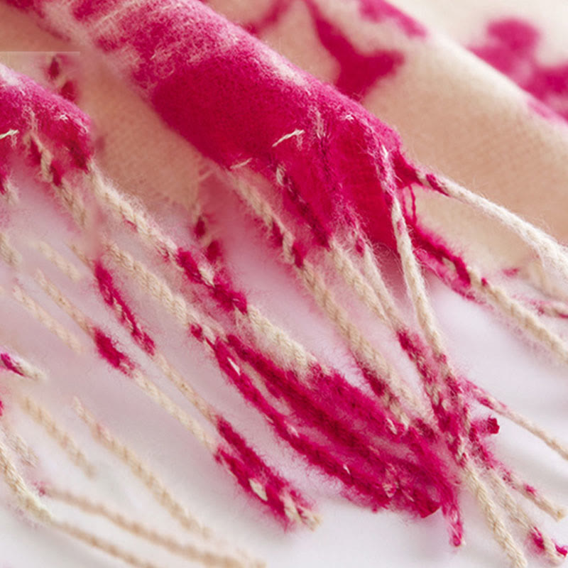 Tibetan Rose Flower Branches Print Tassels Shawl Fall Winter Soft Warm Scarf Wrap