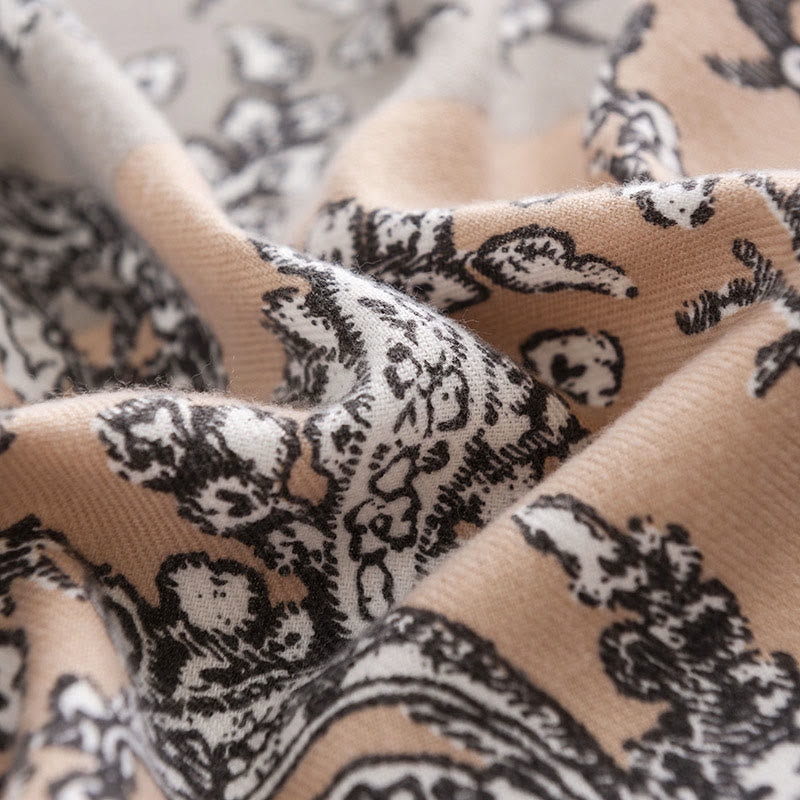 Tibetan Ethnic Flower Print Shawl Fall Winter Soft Warm Scarf Wrap