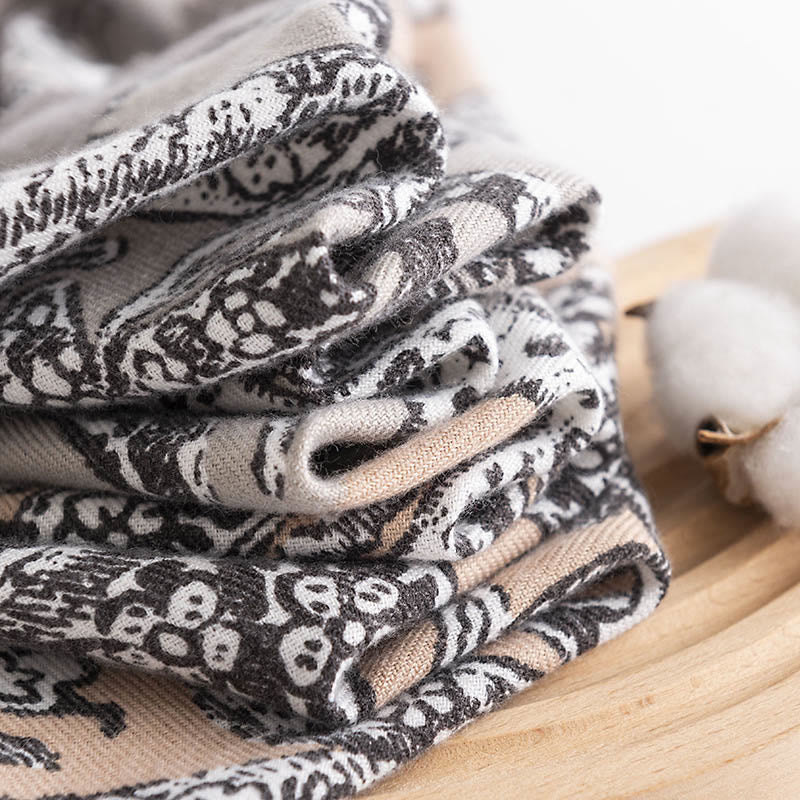 Tibetan Ethnic Flower Print Shawl Fall Winter Soft Warm Scarf Wrap