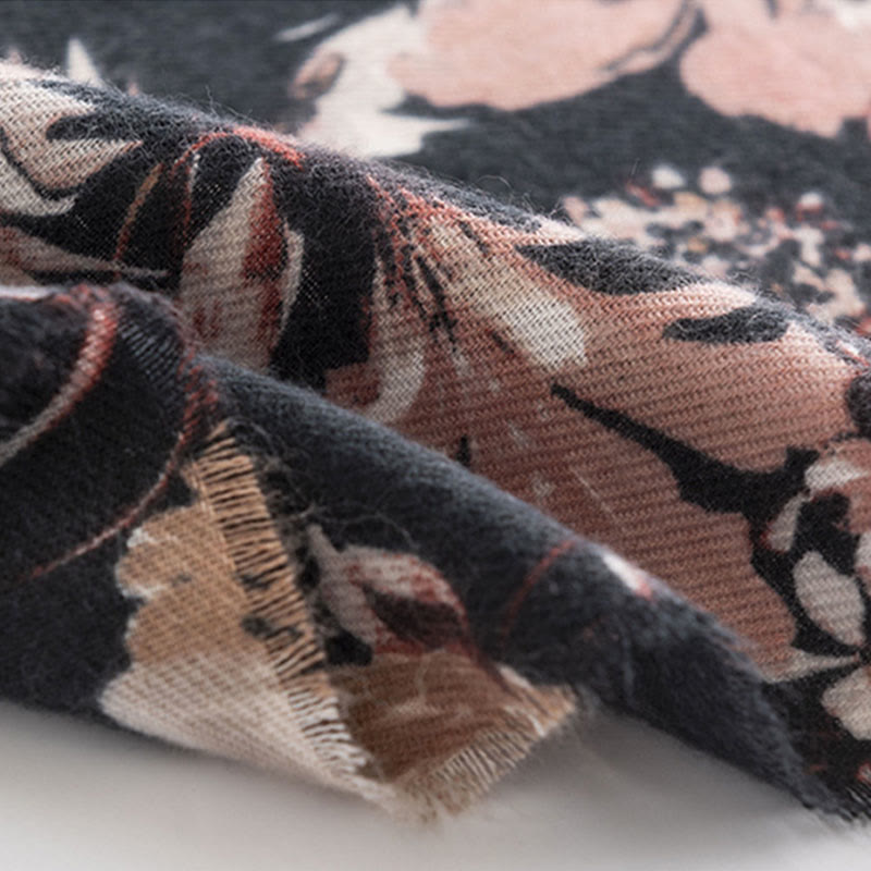 Tactile Knit Botanical Print Meditation Wrap Tibetan Shawl